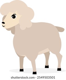 Animais De Exploração. Uma bela fazenda. Ovelha cinza bonito sobre fundo branco. Recolha de animais de criação. Ilustração do vetor plano do bebê.