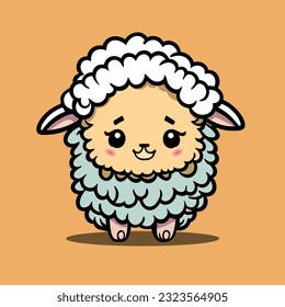 Farm animals of cute lamb. Smiling sheep cartoon