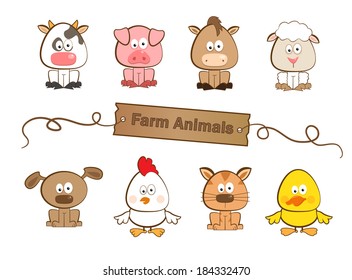 Farm Animals - Cute set of eight farm animals. Eps10