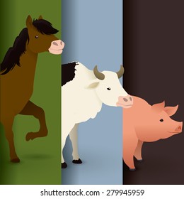 Farm animals design over colorful background, vector illustration.