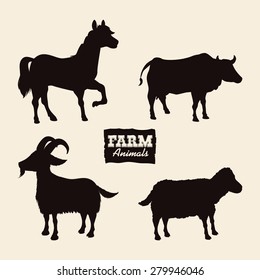 Farm animals design over white background, vector illustration.