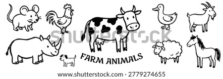 Farm animals Doodle Vector Illustration