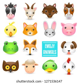 Farm Animals Farmer Emoji Illustration Face Vector Design Art 