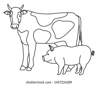 Cow Domestic Farm Animal Producing Milk Stock Vector (Royalty Free ...