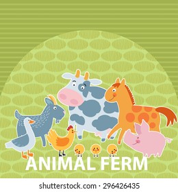 Farm animals flat vector illustration. farm  background