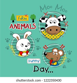 farm animals funny cartoon,vector illustration