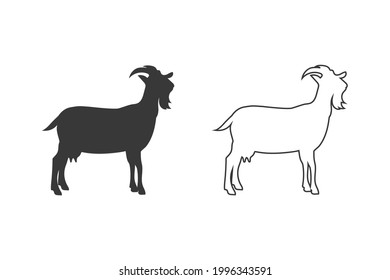 Farm Animals Goat Icon Set Vector Illustration