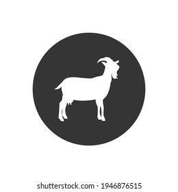 Farm Animals Goat White Icon Vector Illustration