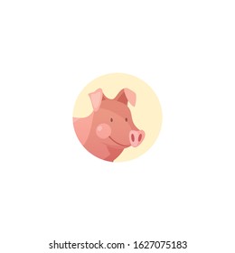Farm animals head round icon collection Vector