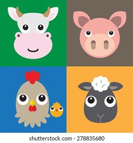 Farm animals head. Vector illustration