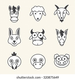 Farm animals icon set