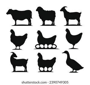 Farm animals icon set vector illustration. Livestock icon set