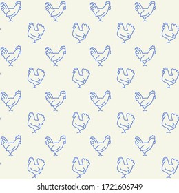 Farm animals icons pattern. Domestic fowl seamless background. Seamless pattern vector illustration