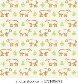 Farm animals icons pattern. Farming, livestock seamless background. Seamless pattern vector illustration