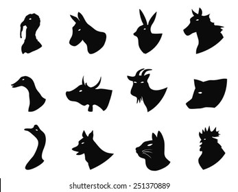 Farm animals icons set