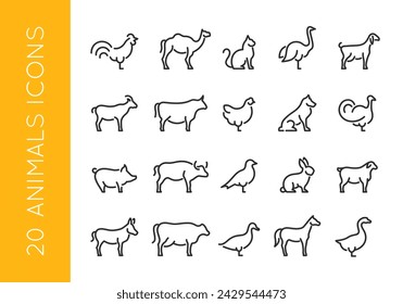 farm animals icons set. Vector illustration