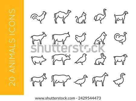 farm animals icons set. Vector illustration