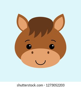 Farm animals. Illustration of cute Horse. Flat style