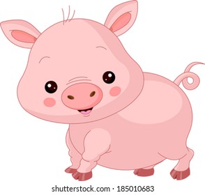 Farm Animals. Illustration Of Cute Pig 