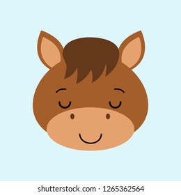 Farm animals. Illustration of cute sleeping Horse. Flat style