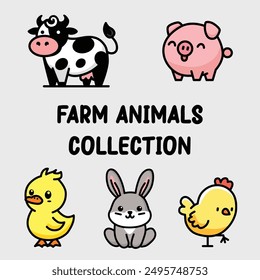 Farm animals illustration graphic vector collection set