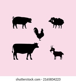 farm animals illustration logo  design