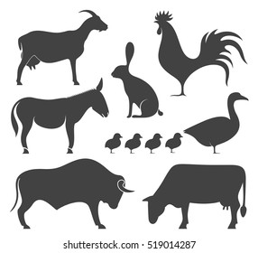 Farm Animals Isolated Animal On White Stock Vector (Royalty Free ...