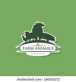 Farm animals label - vector illustration