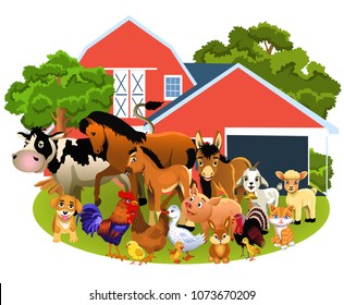 farm animals like cow, horse, goat, pig, sheep, hen, goose, rabbit and others