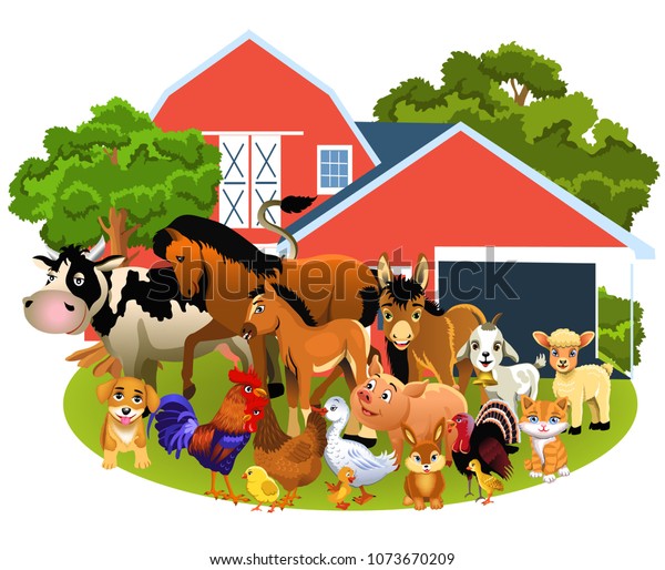 Farm Animals Like Cow Horse Goat Stock Vector (Royalty Free) 1073670209