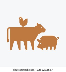 Farm animals logo cow, pig and chicken. Icon design. Template elements