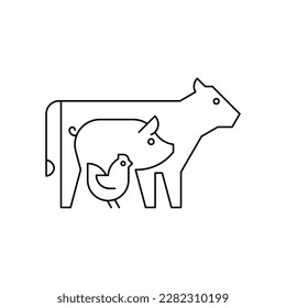Farm animals logo cow, pig and chicken. Icon design. Template elements