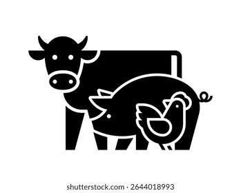 Farm animals logo Cow, Pig and Chicken. Icon design. Template elements