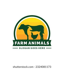 Farm animals logo design vector. Livestock logo vector