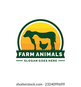 Farm animals logo design vector. Livestock logo vector