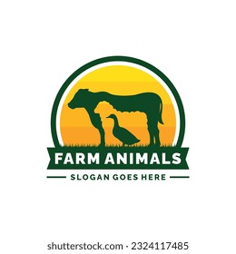 Farm animals logo design vector. Livestock logo vector