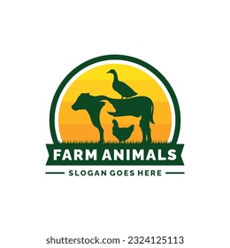 Vector de diseño del logotipo de los animales de granja. Vector de logotipo ganadero