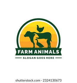 Farm animals logo design vector. Livestock logo vector