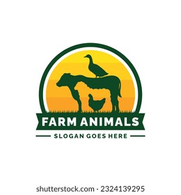 Farm animals logo design vector. Livestock logo vector