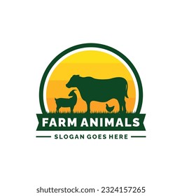 Farm animals logo design vector. Livestock logo vector