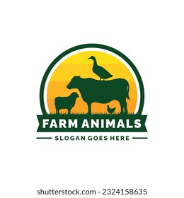 Farm animals logo design vector. Livestock logo vector