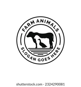 Farm animals logo design vector. Livestock logo vector