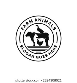 Farm animals logo design vector. Livestock logo vector