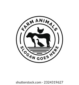 Vector de diseño del logotipo de los animales de granja. Vector de logotipo ganadero