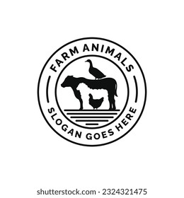 Farm animals logo design vector. Livestock logo vector
