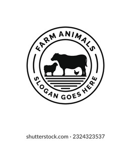 Vector de diseño del logotipo de los animales de granja. Vector de logotipo ganadero