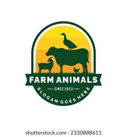 Farm animals logo design vector. Livestock logo vector