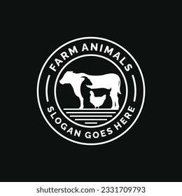 Farm animals logo design vector. Livestock logo vector