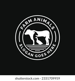 Vector de diseño del logotipo de los animales de granja. Vector de logotipo ganadero