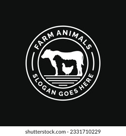 Farm animals logo design vector. Livestock logo vector